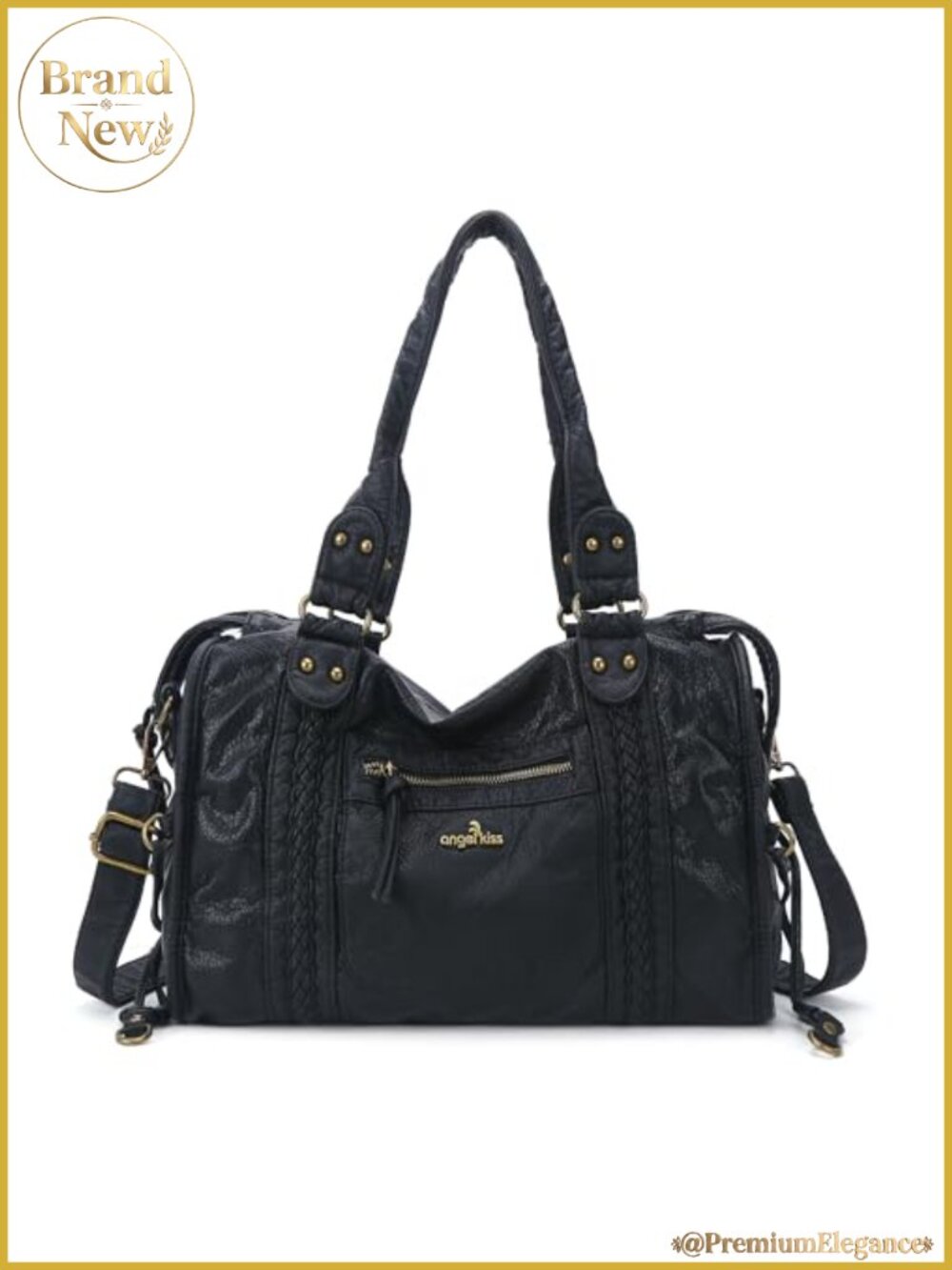 Vegan Leather Hobo Satchel Handbag Large Tote Shoulder Bag with Pockets for